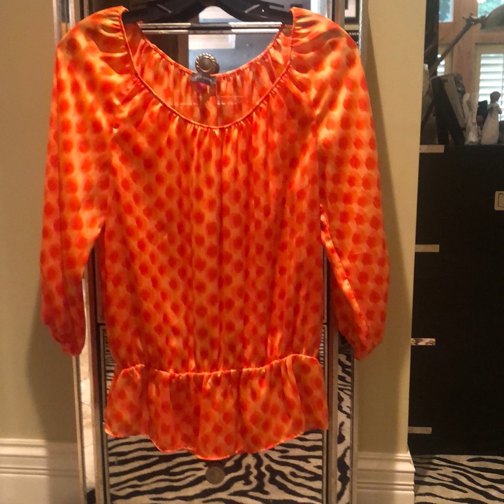 Orange dropped waist top, worn only a few times